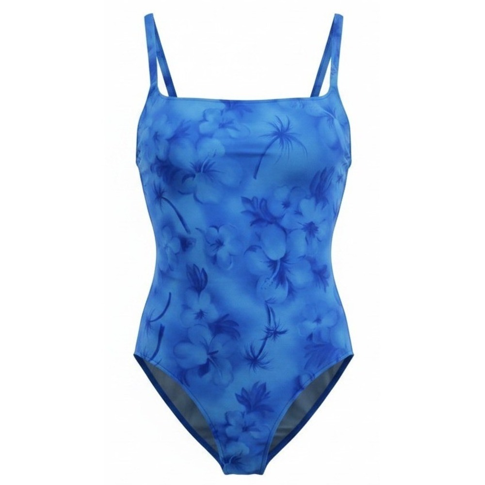 Cherokee Vintage 2002 Target One Piece Swimsuit Womens 14 Blue Floral NWT
